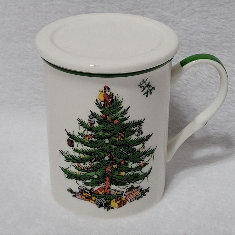Spode Coffee Cup With Cover‎ Christmas Holiday Santa